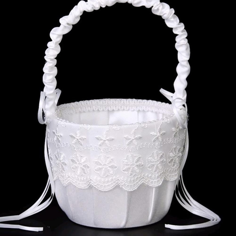 Flower Girl Basket - Romântico flor pérola bowknot cesta flor