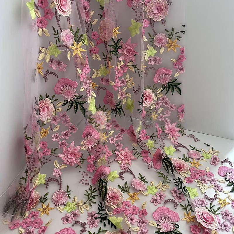 Tecido de Tule Bordado Floral  - Wedding Supply Wholesale avaliação e preço