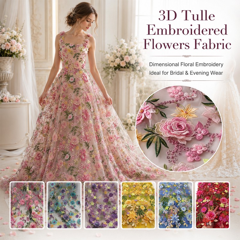 Tecido de Tule Bordado Floral  - Wedding Supply Wholesale avaliação e preço